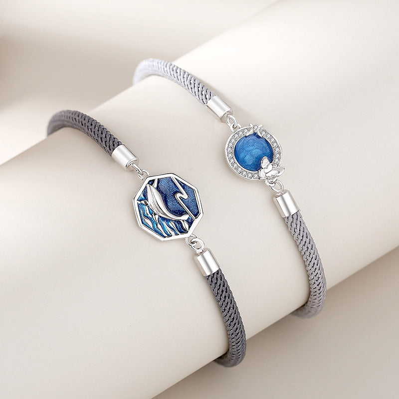 A Pair Of Whale Lovers Bracelets In Sterling Silver Bijou Her