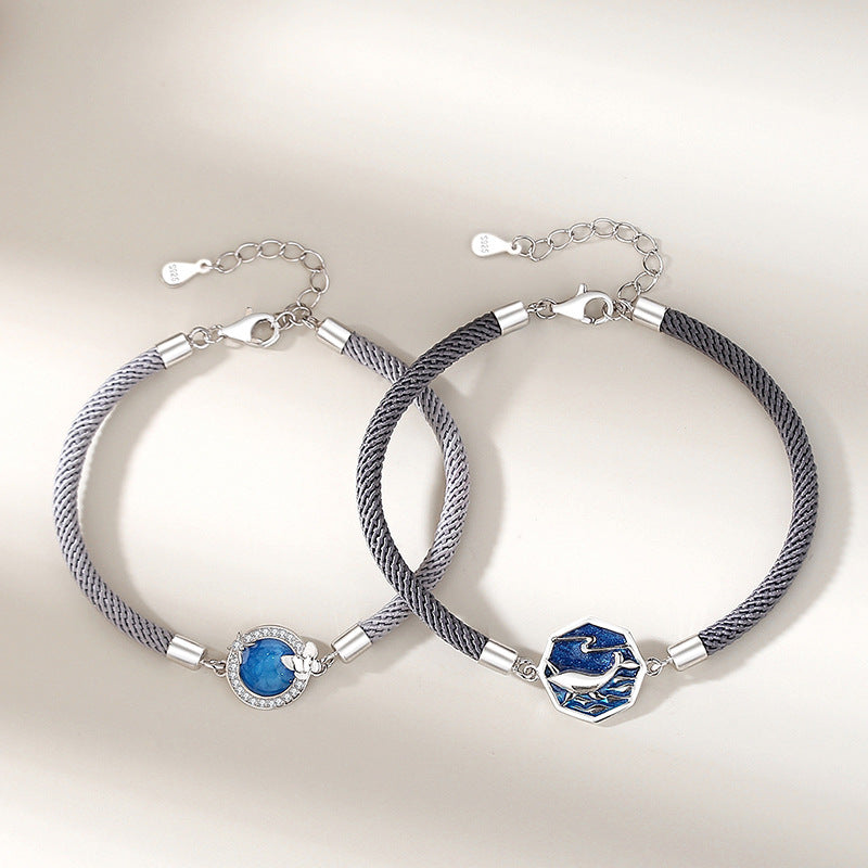 A Pair Of Whale Lovers Bracelets In Sterling Silver Bijou Her