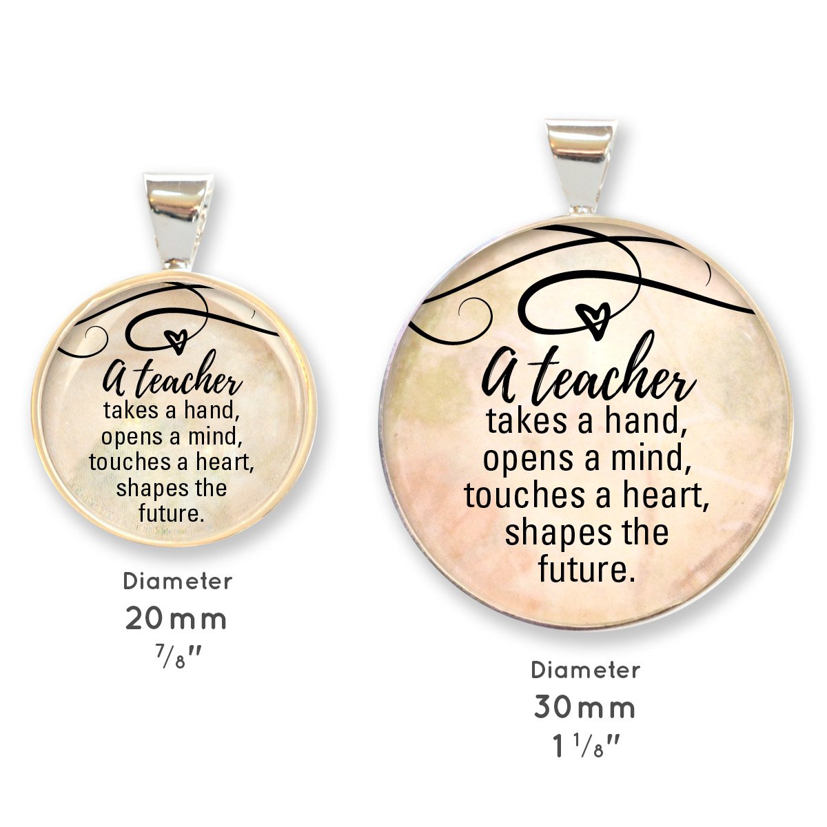 "A Teacher Shapes the Future" Silver-Plated Pendant Necklace - 2 Sizes Bijou Her