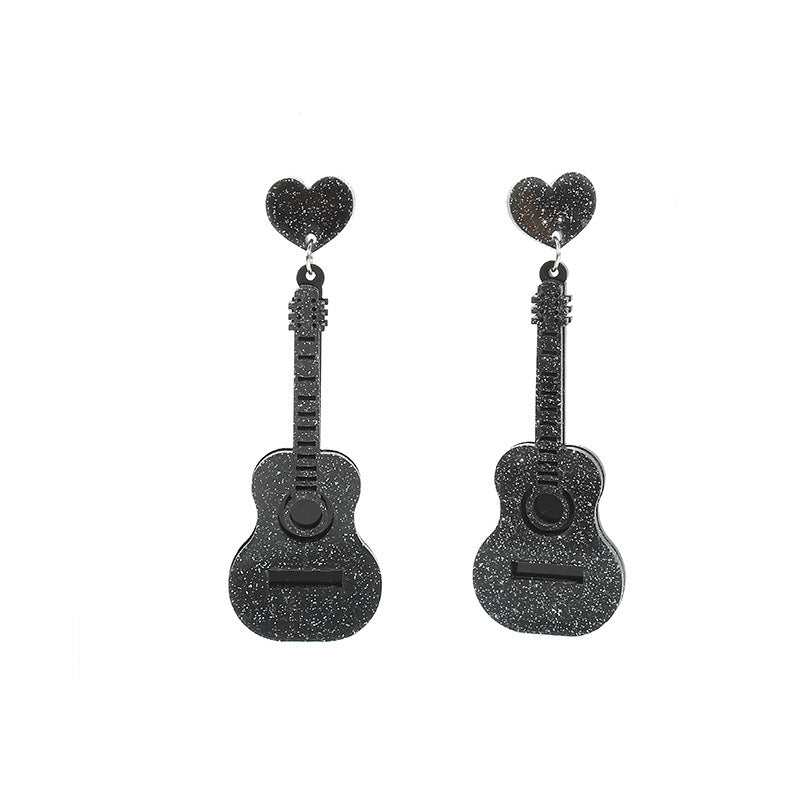 Acrylic Fashion Personality Vintage Guitar-shaped Earrings Bijou Her