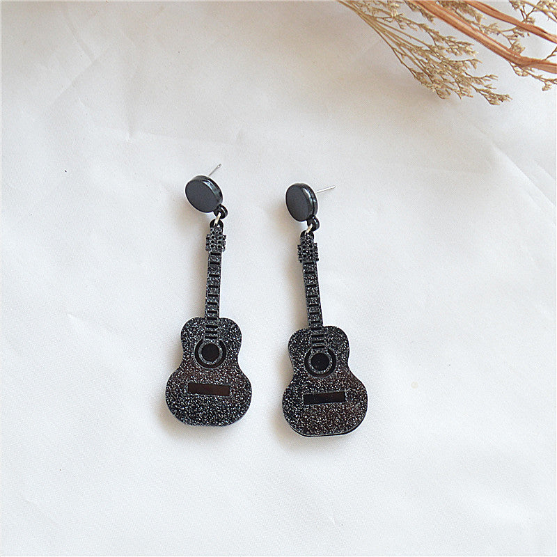 Acrylic Fashion Personality Vintage Guitar-shaped Earrings Bijou Her