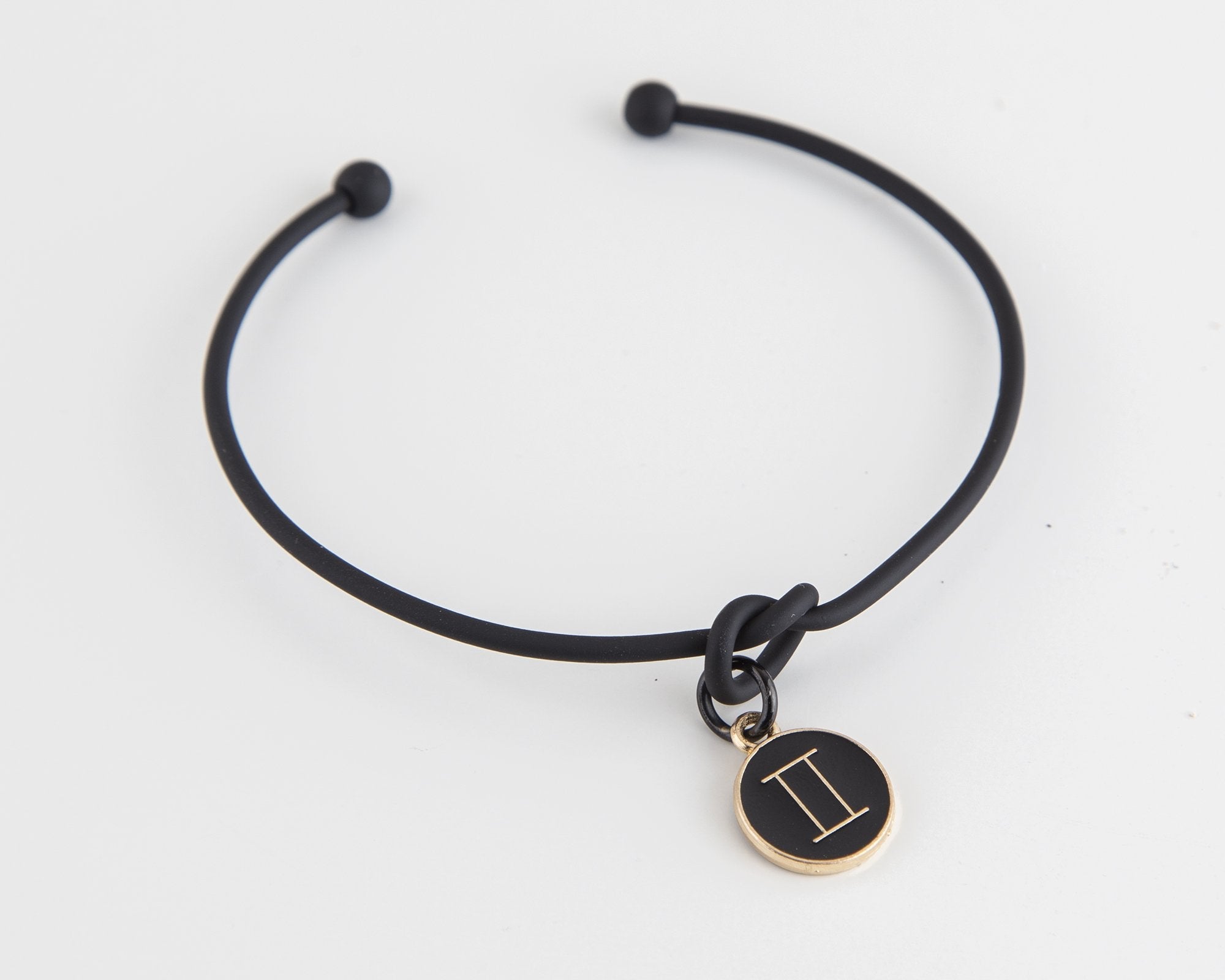Adjustable Black Zodiac Knot Bracelet with Symbol Charm Bijou Her