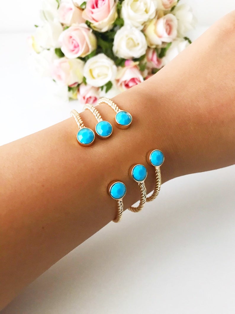 Adjustable Blue Evil Eye Bangle Bracelet Collection - Handmade Gold Charm Jewelry with Hamsa Pendant and Turquoise Beads Bijou Her