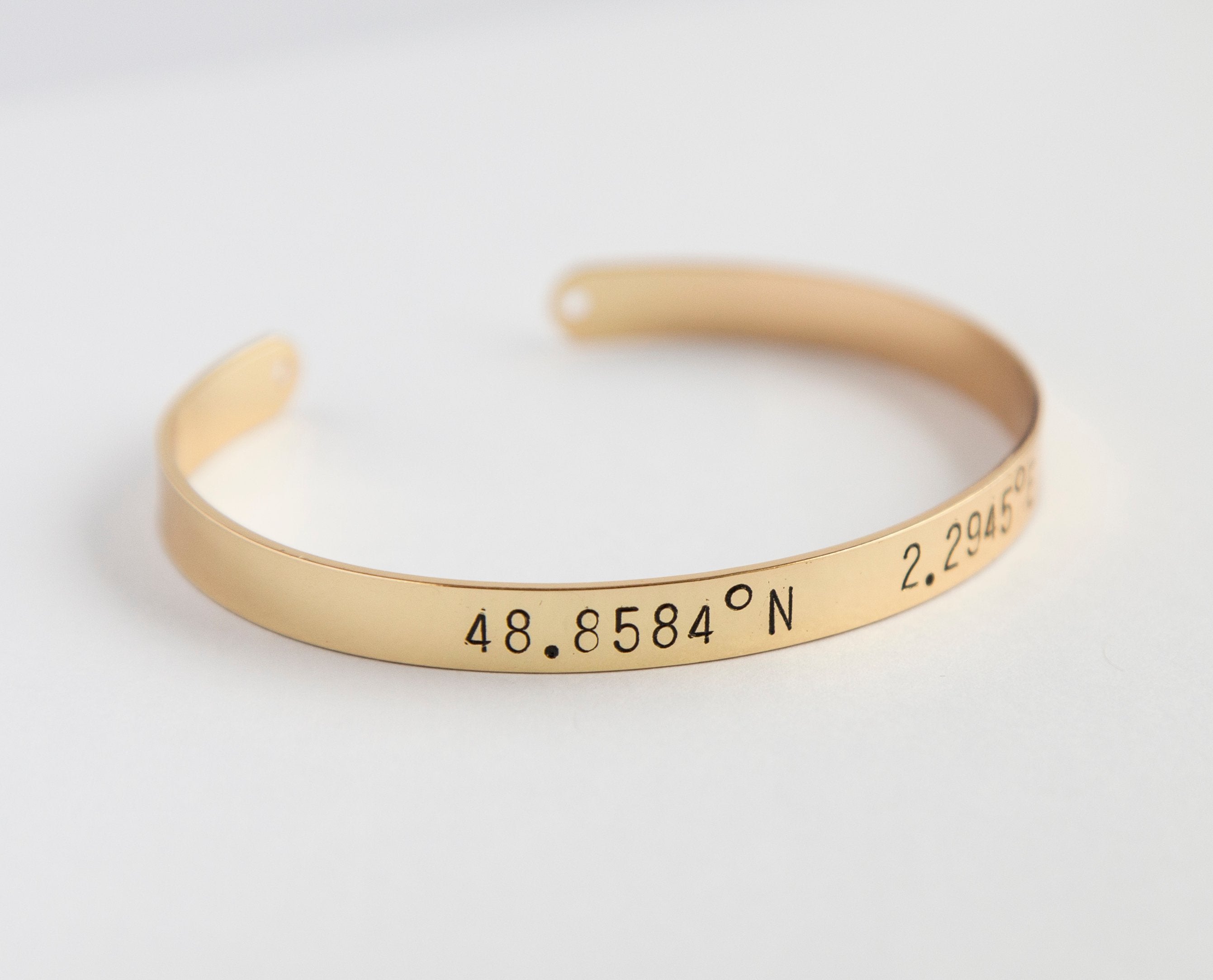 Adjustable Copper Plated Coordinates Bracelet for Long Distance Relationships - Hand Stamped and Shipped in 1-2 Days Bijou Her