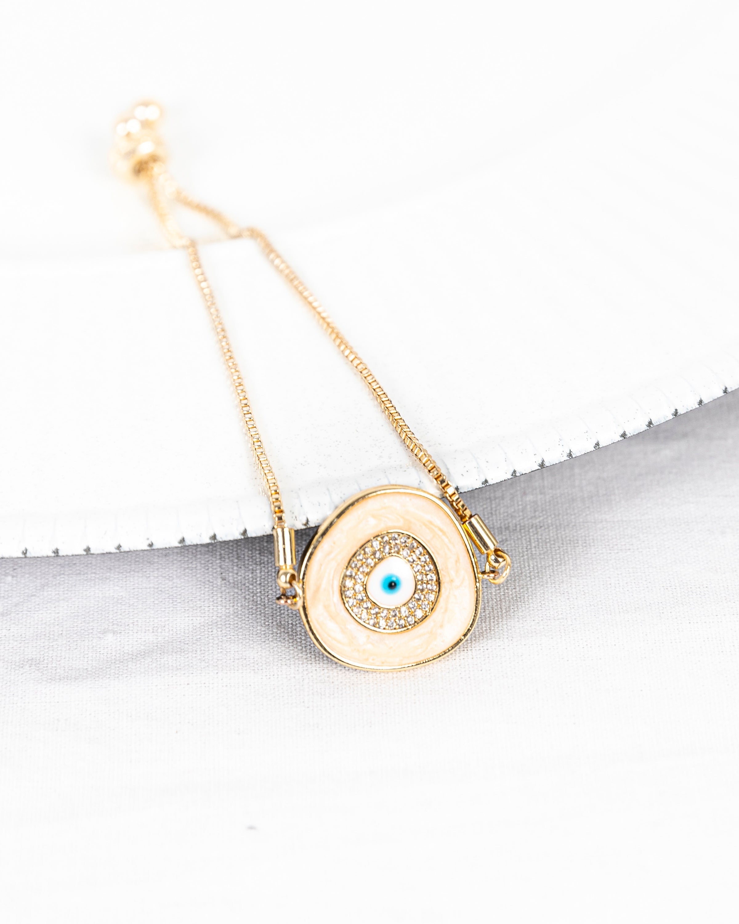 Adjustable Evil Eye Charm Bracelet - Turquoise/Gold - Brass Metal - Jewelsbysunaina x Maryamishtiaq Collection Bijou Her