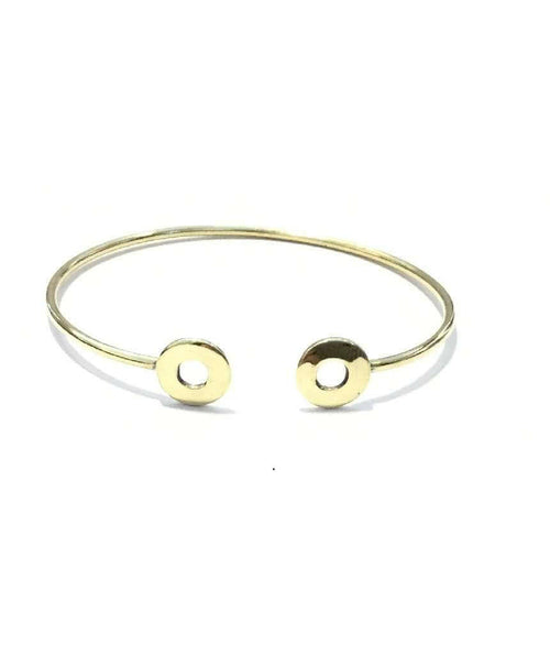 Adjustable Geometric Bangle Bracelet by Urbiana - Handmade Statement Jewelry in Brass and Silver Plating Bijou Her