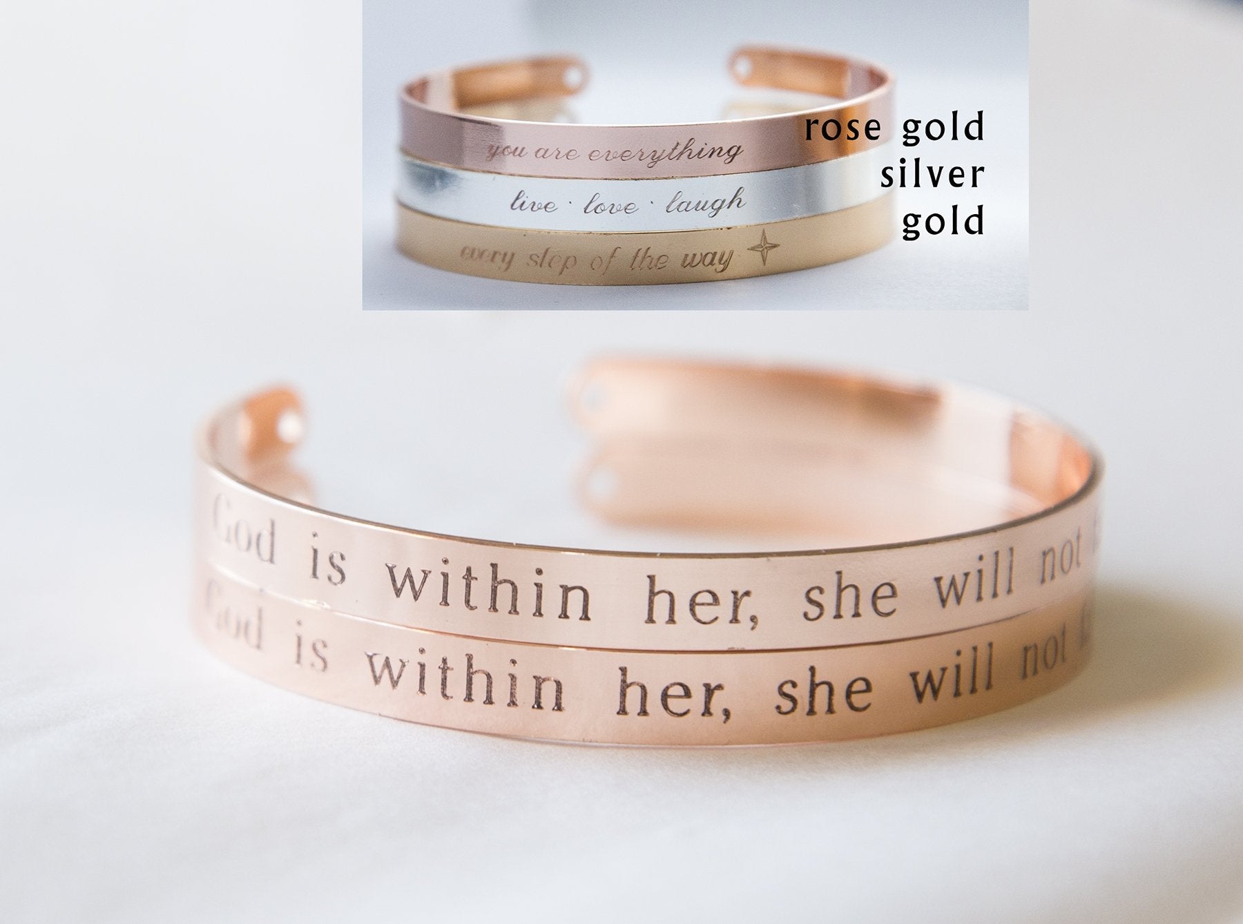 Adjustable "God is Within Her" Bracelet - Engraved Gift for Women Bijou Her