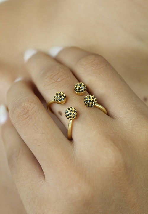 Adjustable Joy Ring in 18K Gold Plating and Black - Sustainable Body Jewelry Bijou Her