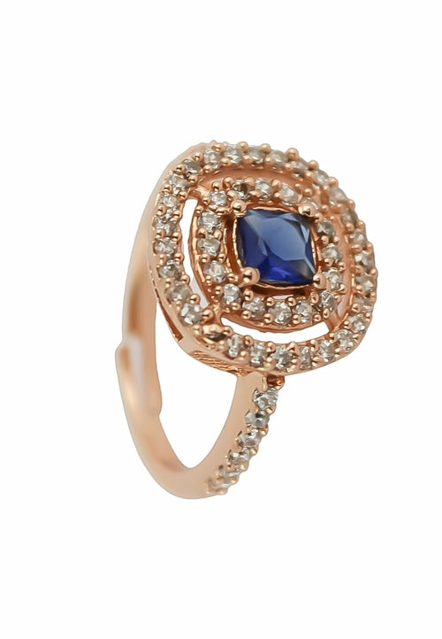 Adjustable Rose-Gold Ring with Zirconia Stones - Sustainable Body Jewelry Bijou Her