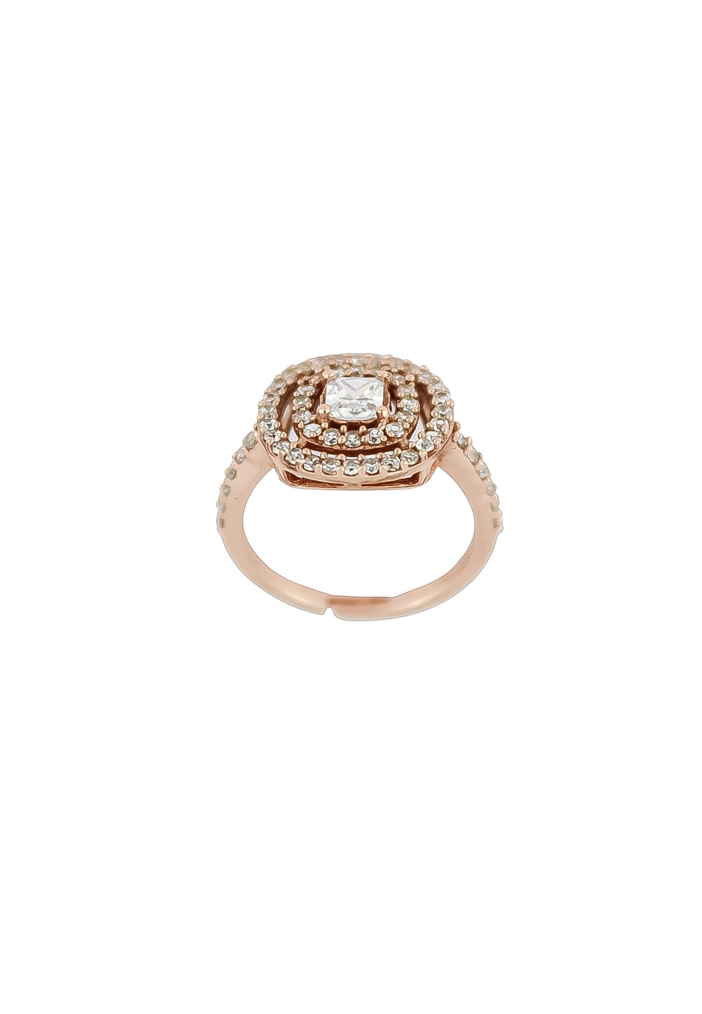 Adjustable Rose-Gold Ring with Zirconia Stones - Sustainable Body Jewelry Bijou Her