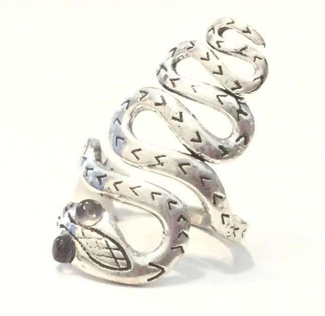 Adjustable Snake Ring - Handmade Gold and Silver Ring with Snake Design Bijou Her