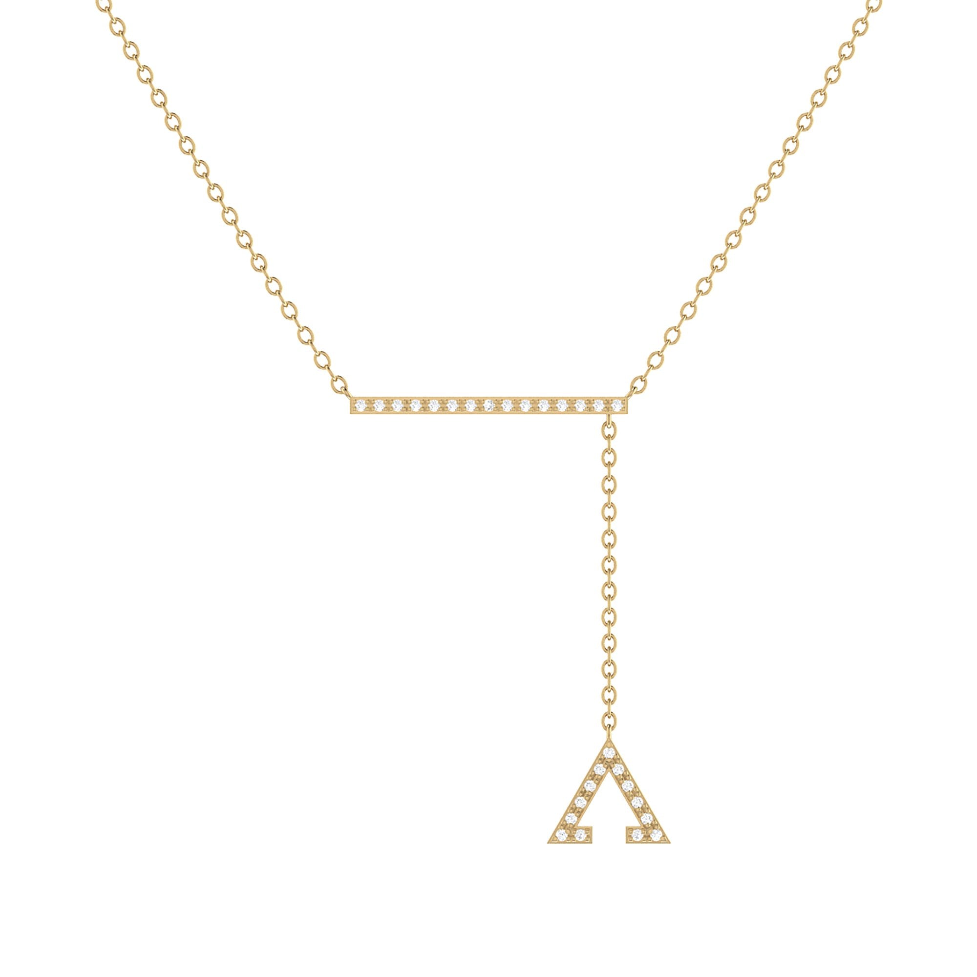 Adjustable Triangle Diamond Crane Necklace in 14K Yellow Gold Bijou Her