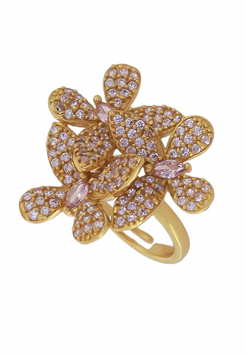 African Butterfly Ring with Zirconia Stones - Adjustable Size, Gold or Silver Plated Bijou Her