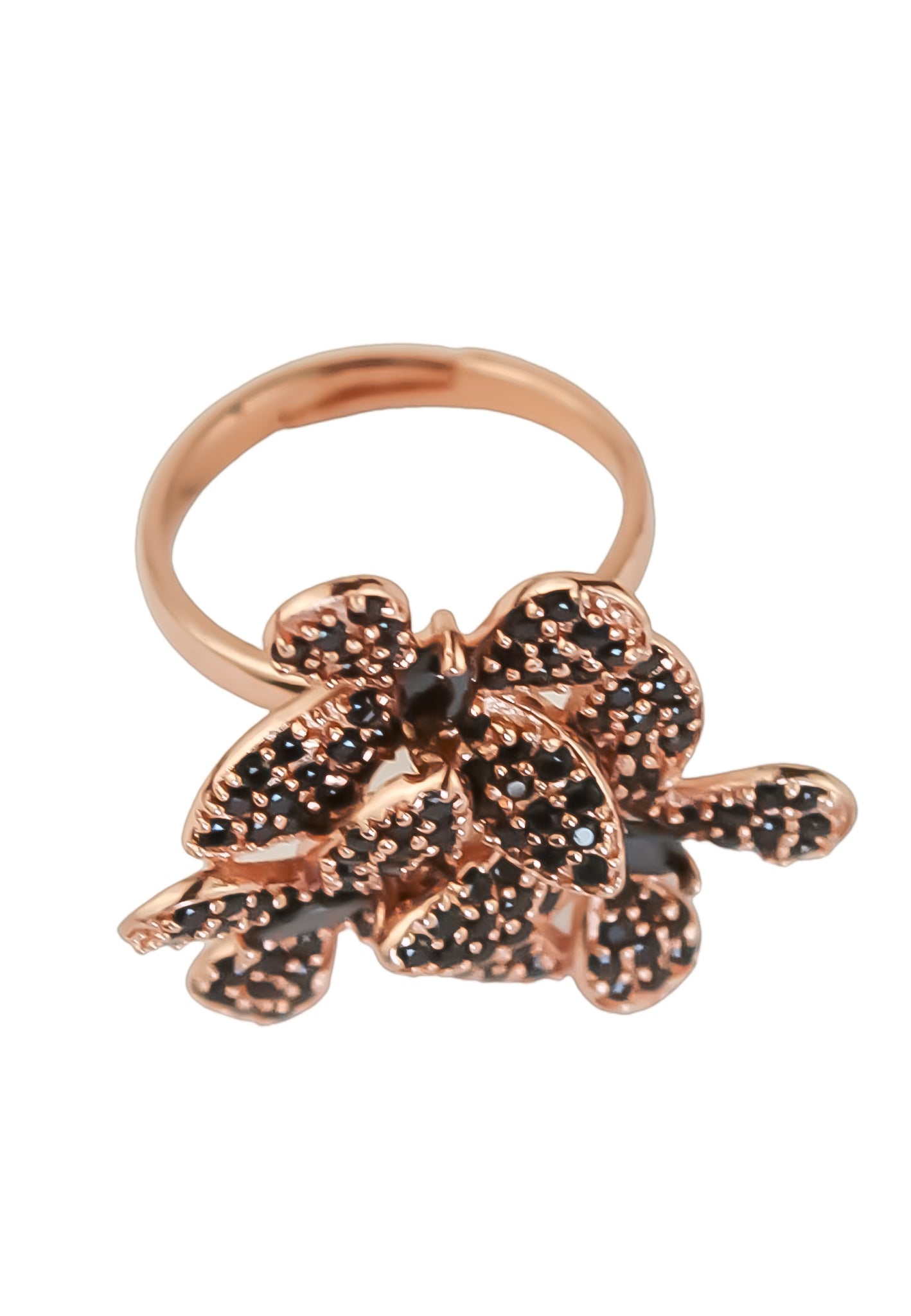 African Butterfly Ring with Zirconia Stones - Adjustable Size, Gold or Silver Plated Bijou Her