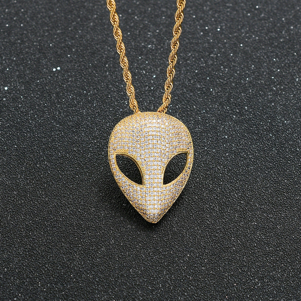 Alien Mask Pendant Micropaved Zircon Necklace Bijou Her