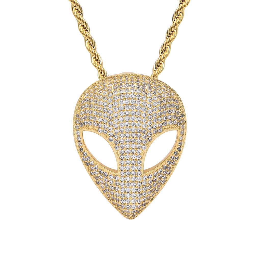 Alien Mask Pendant Micropaved Zircon Necklace Bijou Her