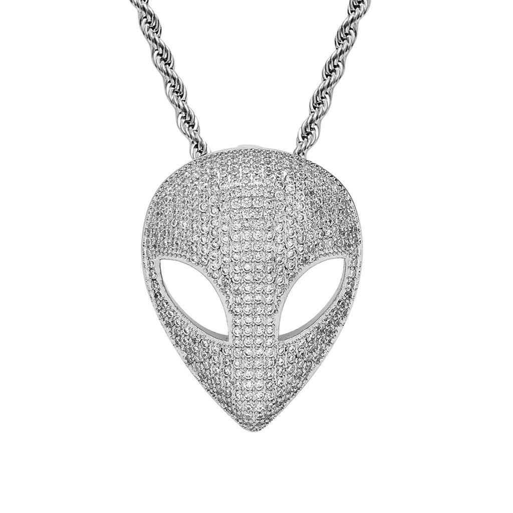 Alien Mask Pendant Micropaved Zircon Necklace Bijou Her