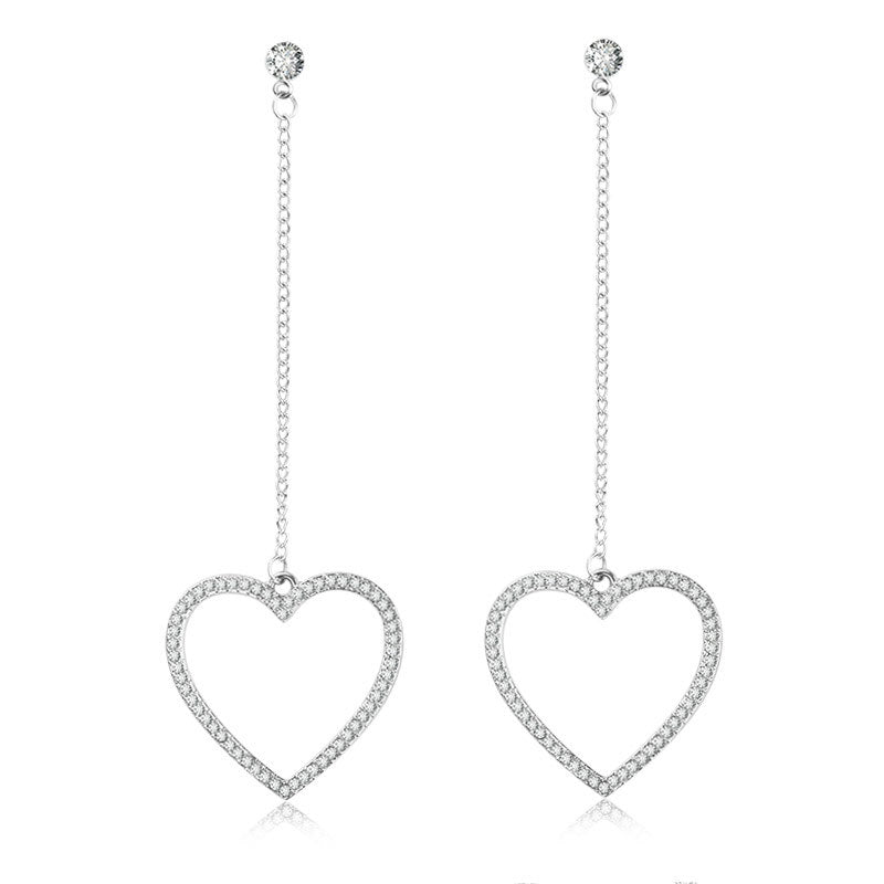 All-match Diamond Heart Long Tassel Earrings Bijou Her