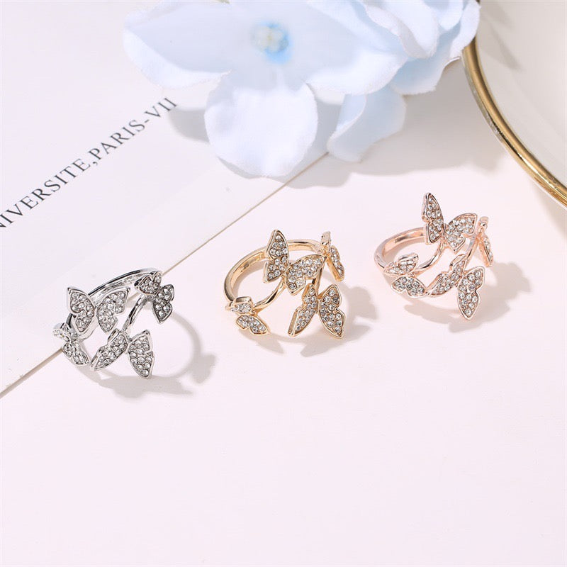 Alloy Adjustable Four-Butterfly Ring - 2cm Dimension Bijou Her