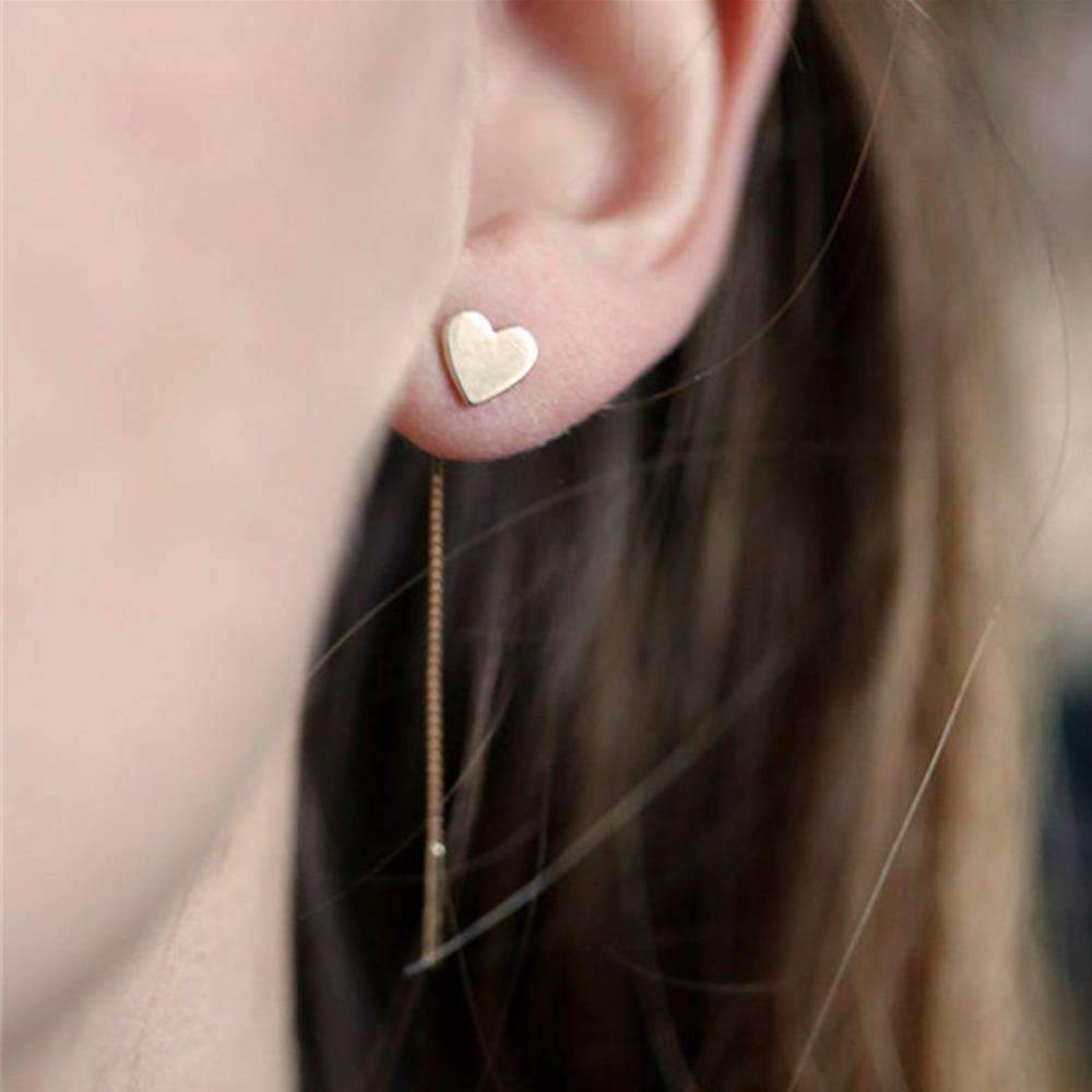 Alloy Heart Drop Earrings - 8cm Length Bijou Her