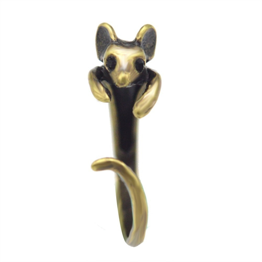 Alloy Mouse Open Adjustable Animal Ring Bijou Her