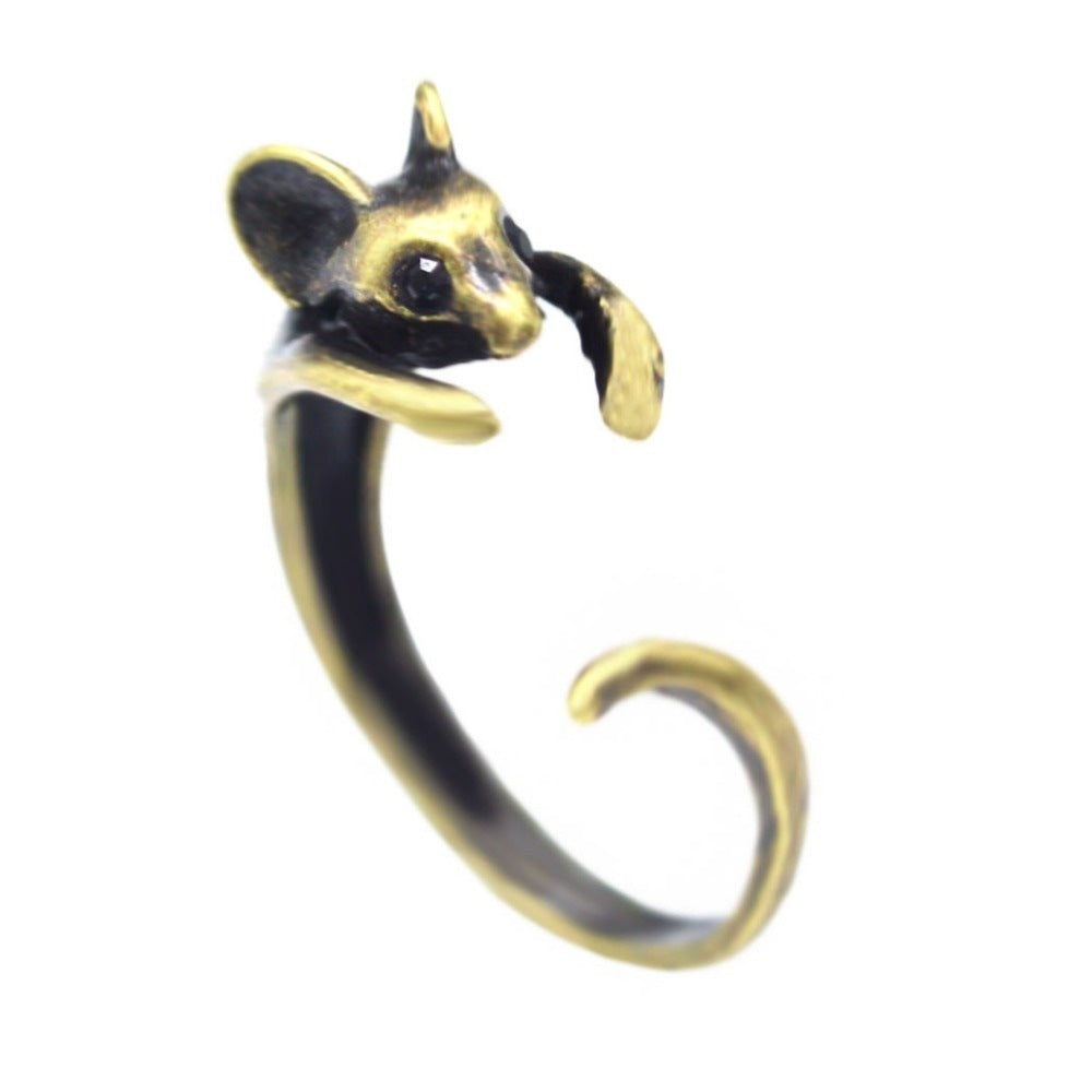 Alloy Mouse Open Adjustable Animal Ring Bijou Her