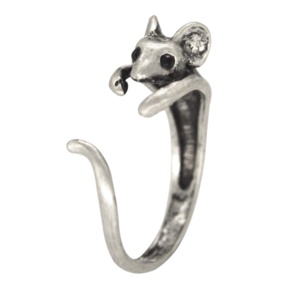 Alloy Mouse Open Adjustable Animal Ring Bijou Her