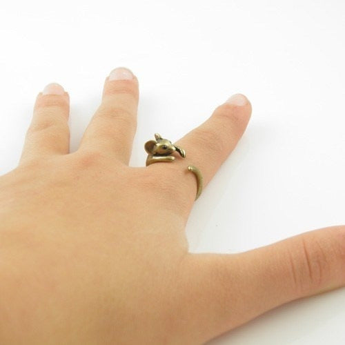 Alloy Mouse Open Adjustable Animal Ring Bijou Her