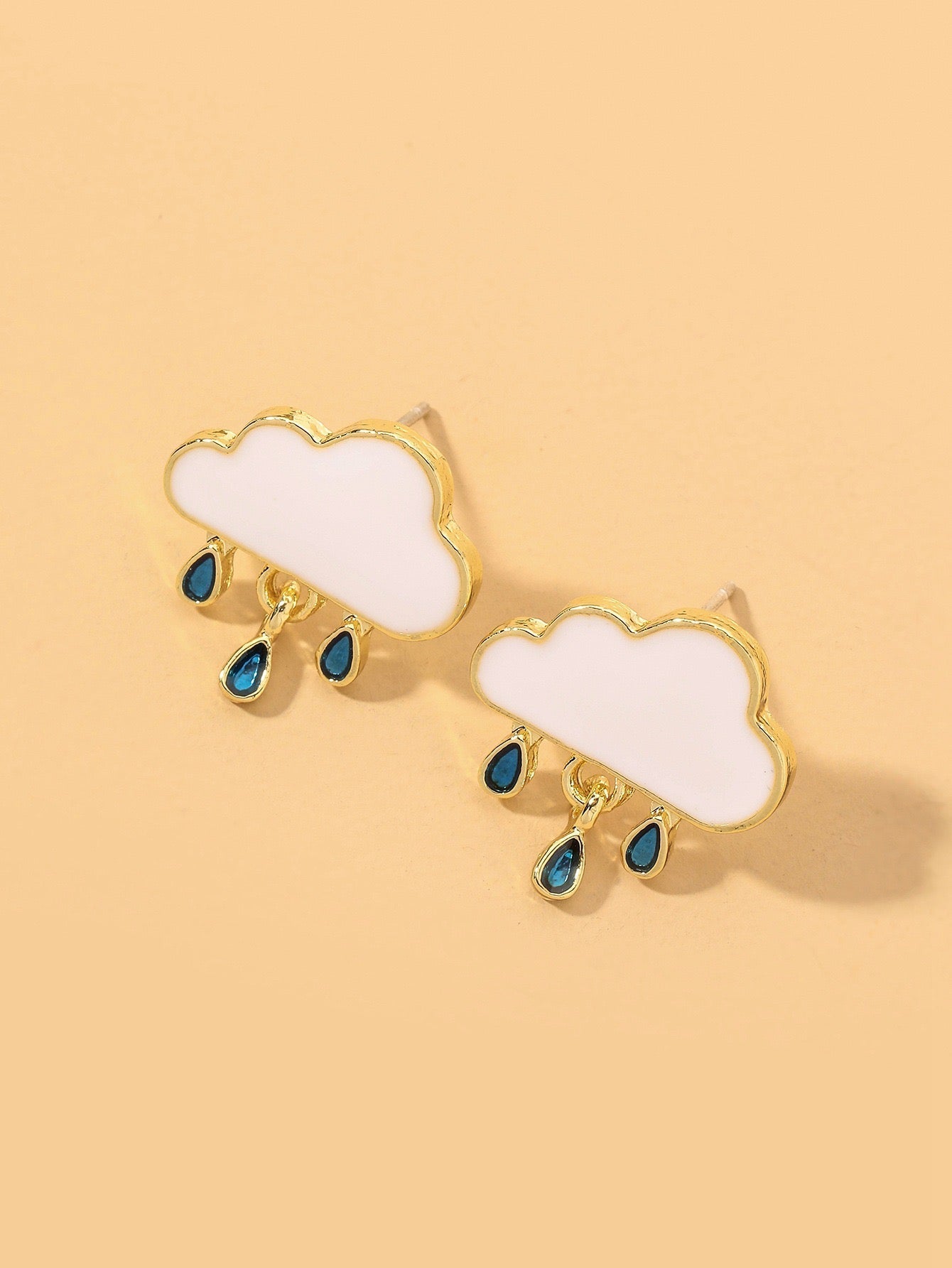 Alloy and S925 Raining Cloud Earrings - 1.8cm x 1.8cm, 1g Bijou Her