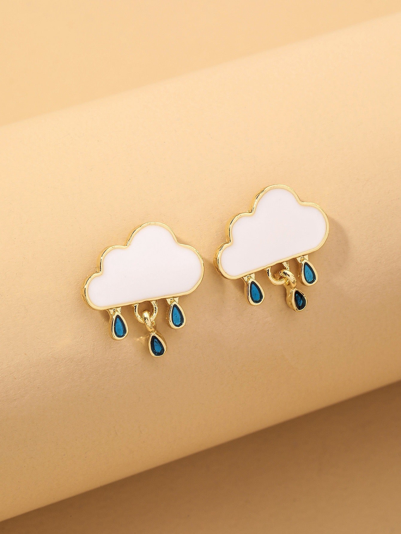 Alloy and S925 Raining Cloud Earrings - 1.8cm x 1.8cm, 1g Bijou Her