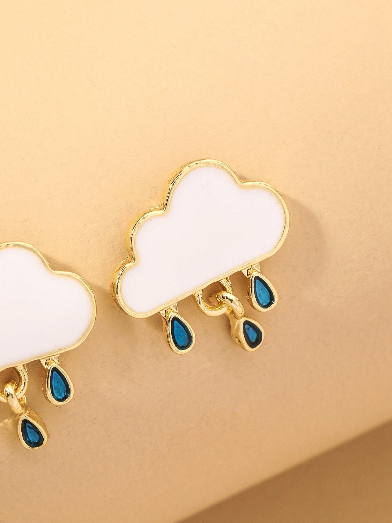 Alloy and S925 Raining Cloud Earrings - 1.8cm x 1.8cm, 1g Bijou Her