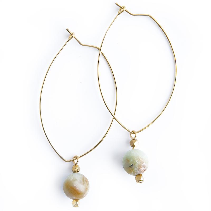 Amazonite Lenny Earrings: Handcrafted Gemstone Jewelry in Gold Bijou Her