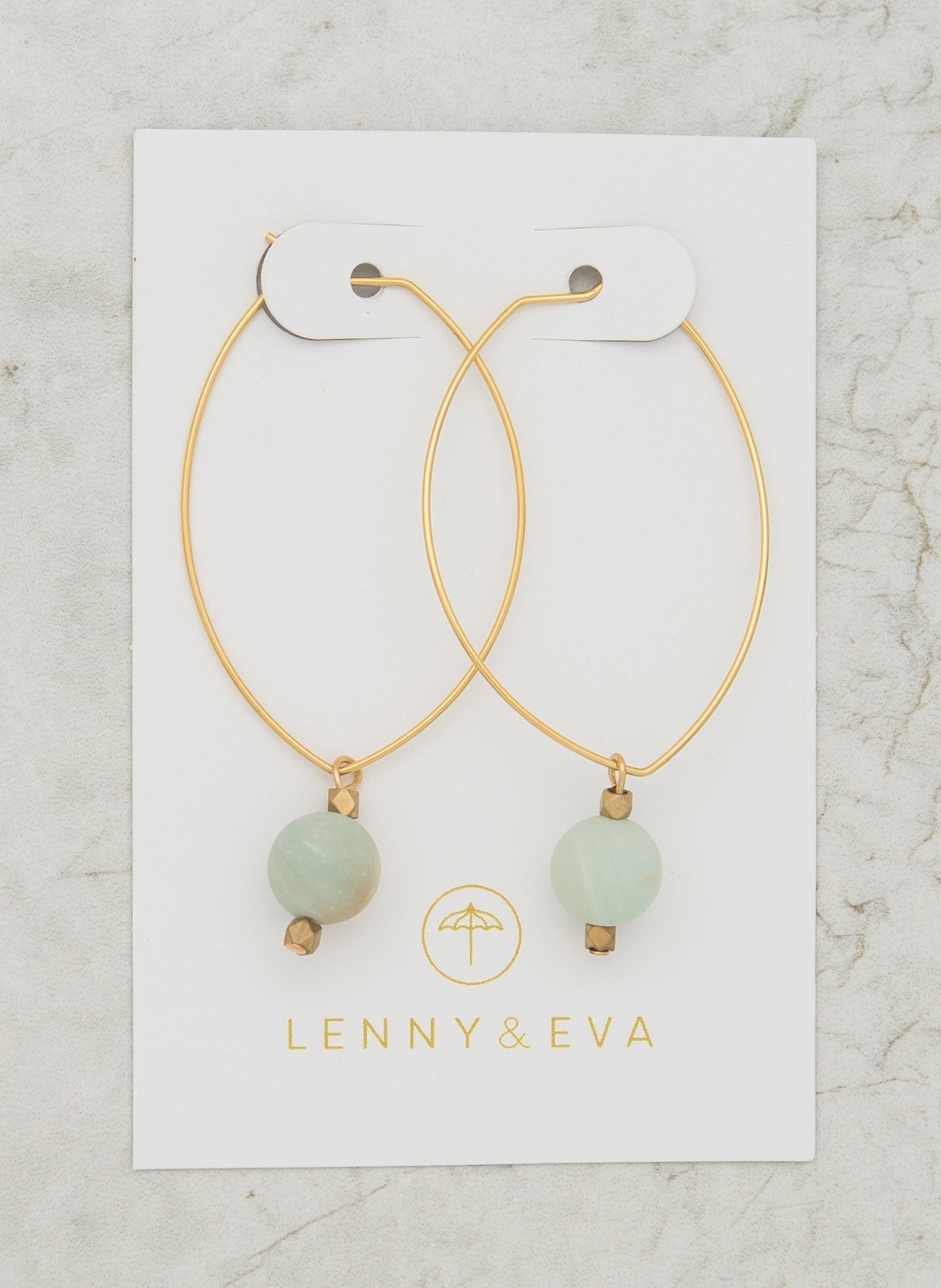 Amazonite Lenny Earrings: Handcrafted Gemstone Jewelry in Gold Bijou Her