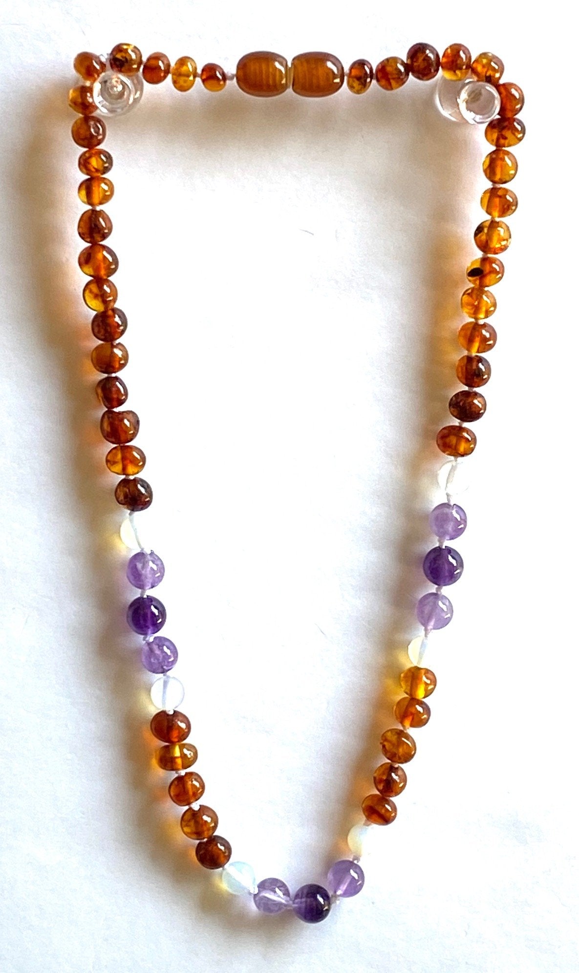 Amber, Opalite, and Amethyst Immune-Boosting Necklace for Kids - Natural Relief and Positive Energy Bijou Her