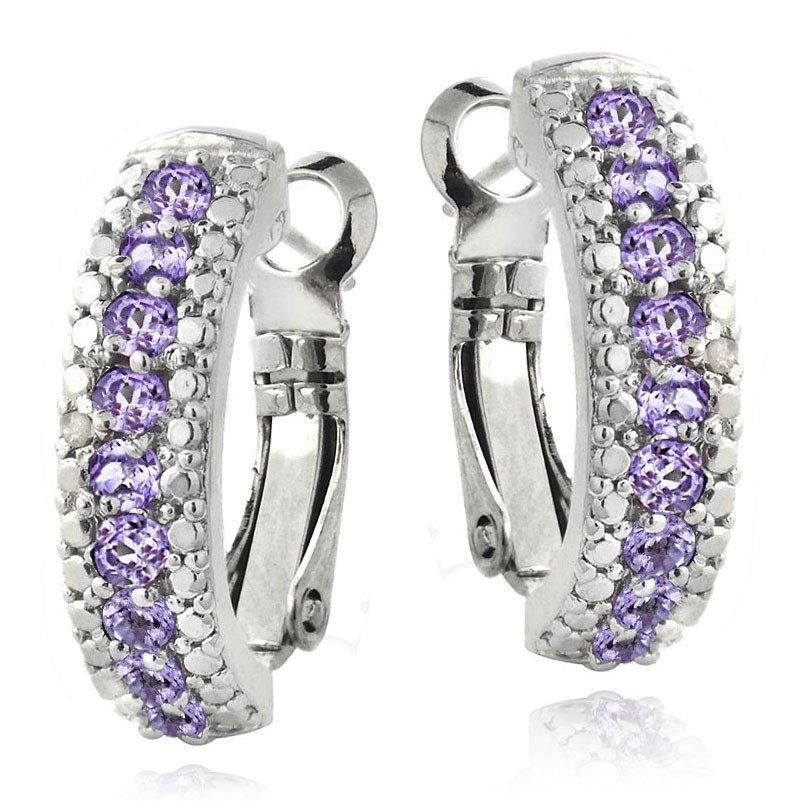 Amethyst Crystal Leverback Earrings in 18K White Gold Plating - Hypoallergenic & Long-Lasting Bijou Her