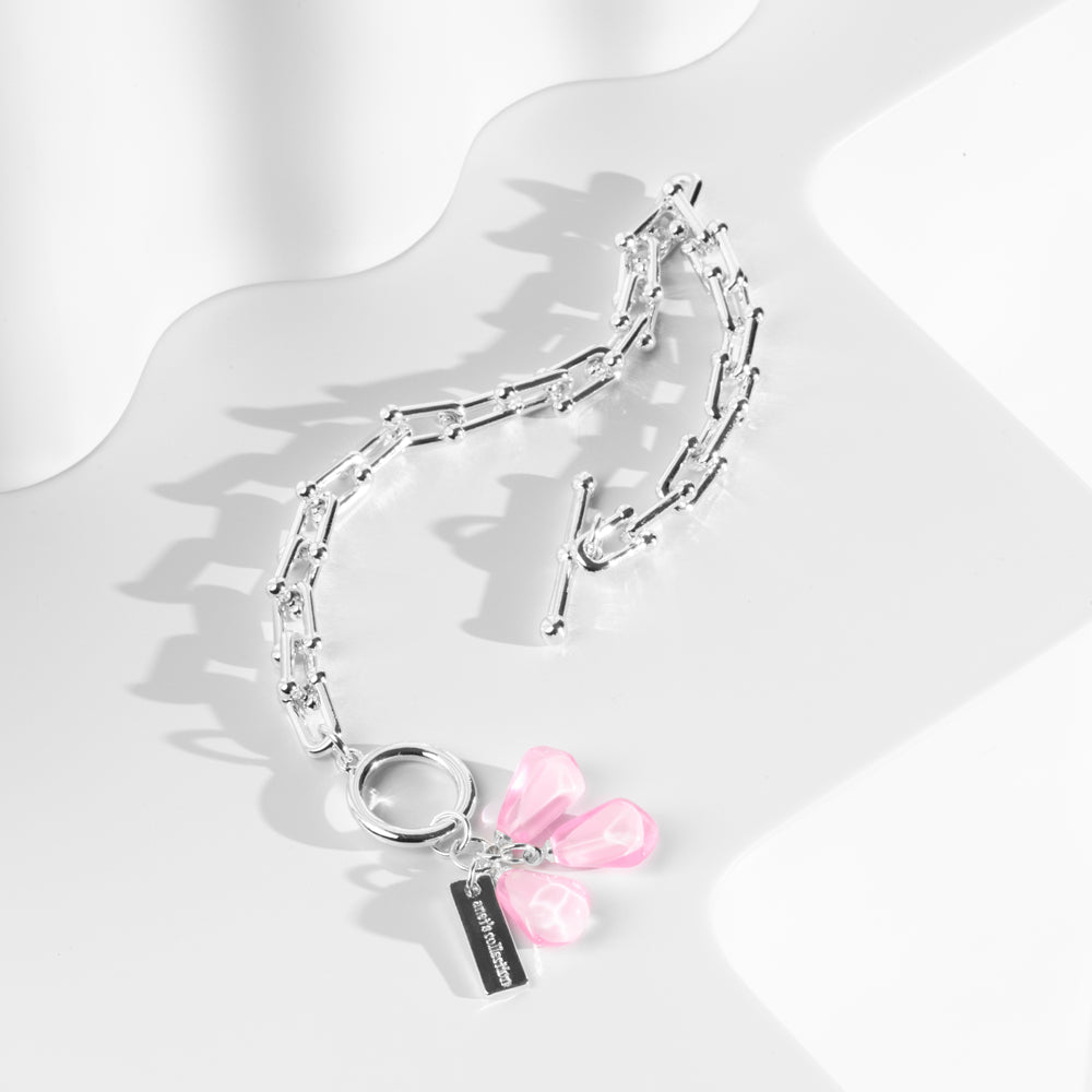 Anet's Collection Pomegranate Seeds Bracelet - Silver with Pink Formica Charm Bijou Her