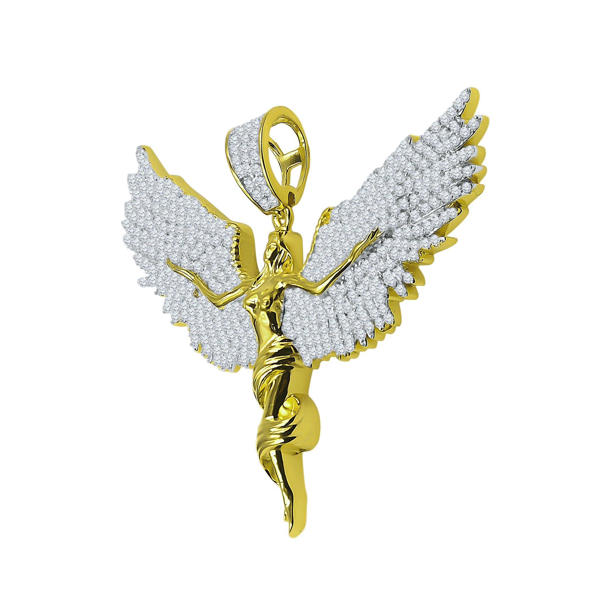 Angel Flit CZ Pendant - Delicate Brass Ornament for Women Bijou Her