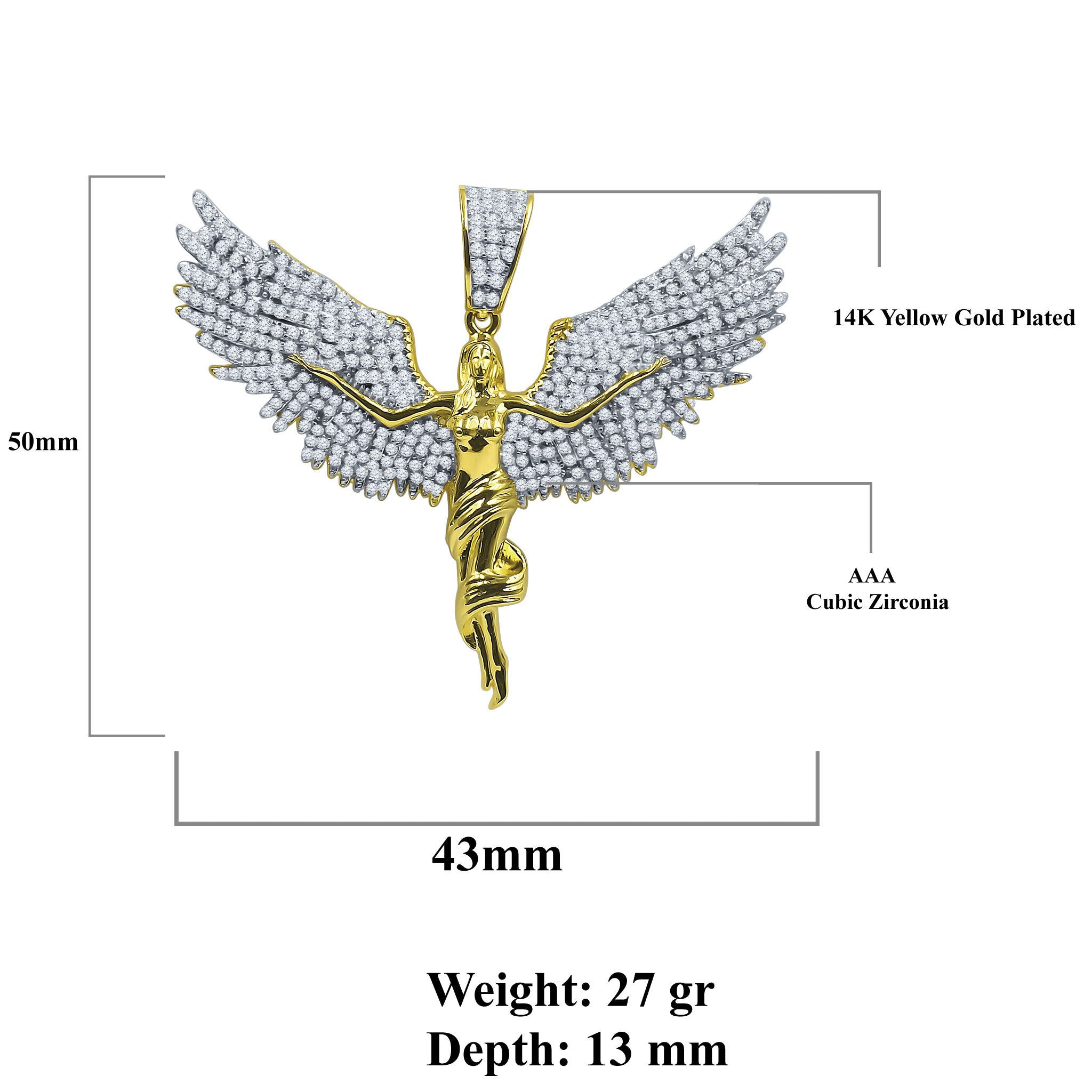 Angel Flit CZ Pendant - Delicate Brass Ornament for Women Bijou Her