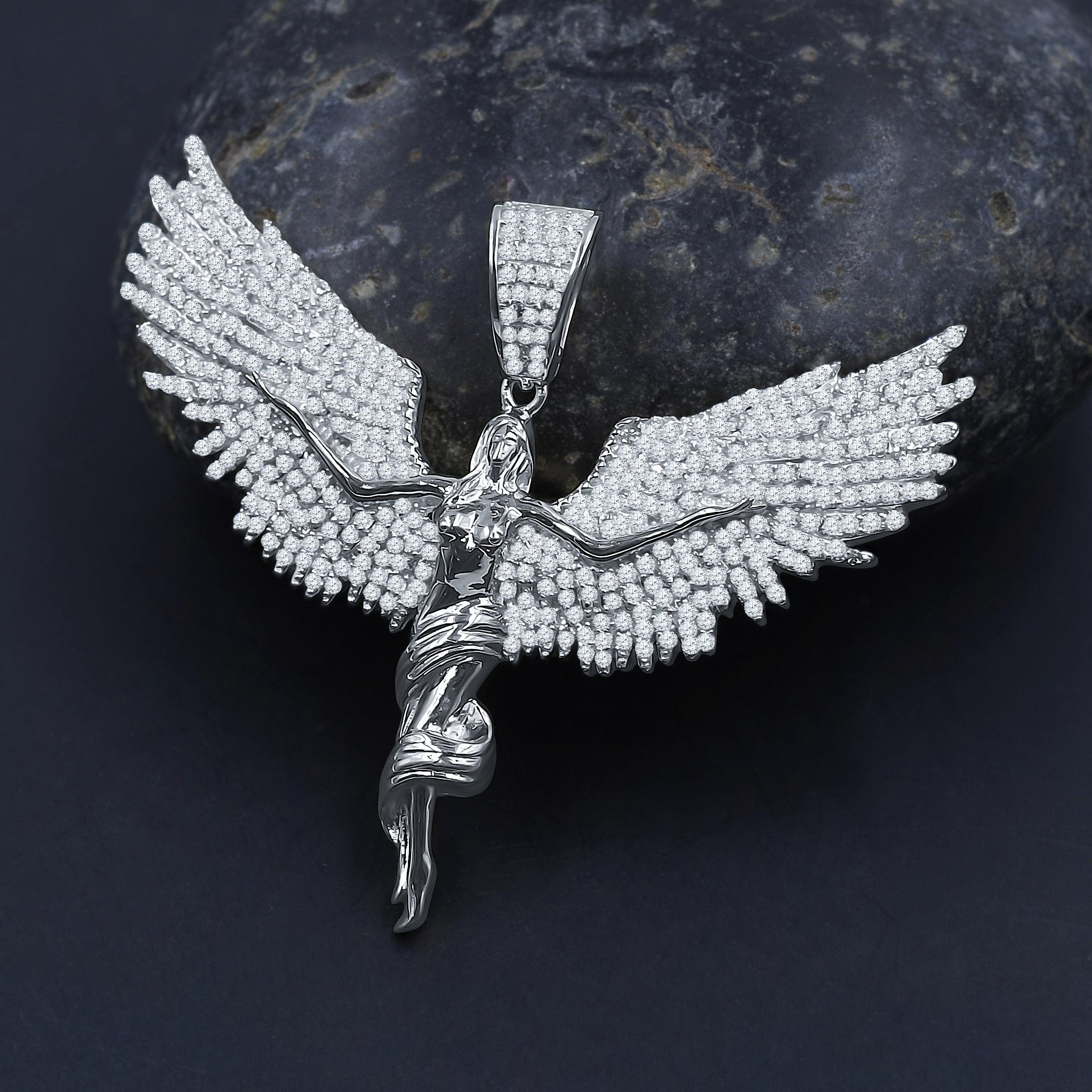 Angel Wing CZ Silver Pendant - Delicate and Luxurious Jewelry Bijou Her