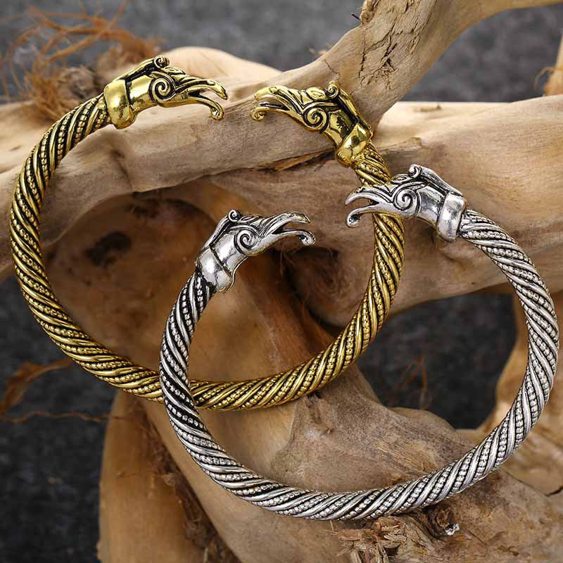 Animal Head Vintage Steel Wire Twisted Adjustable Bracelet Bijou Her