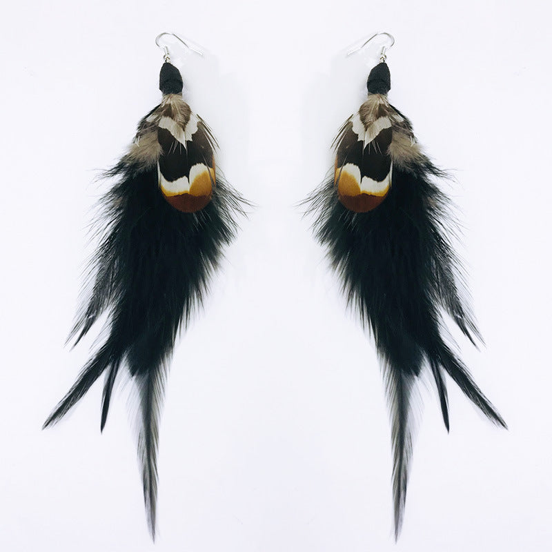 Antique Bohemian Peacock Feather Earrings Bijou Her