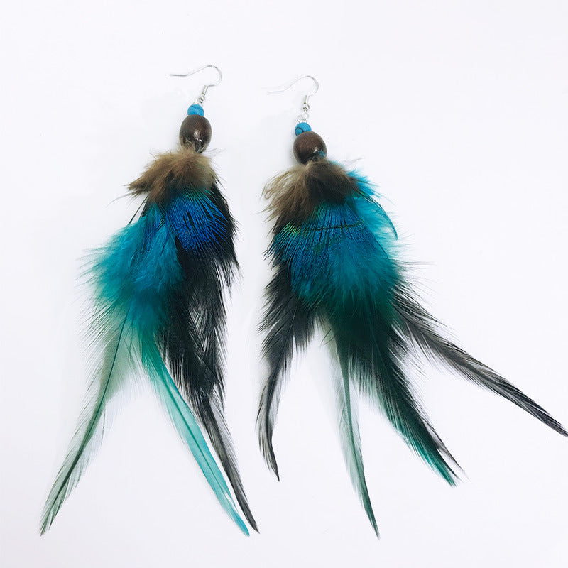 Antique Bohemian Peacock Feather Earrings Bijou Her