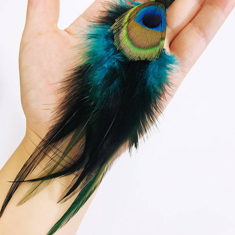 Antique Bohemian Peacock Feather Earrings Bijou Her