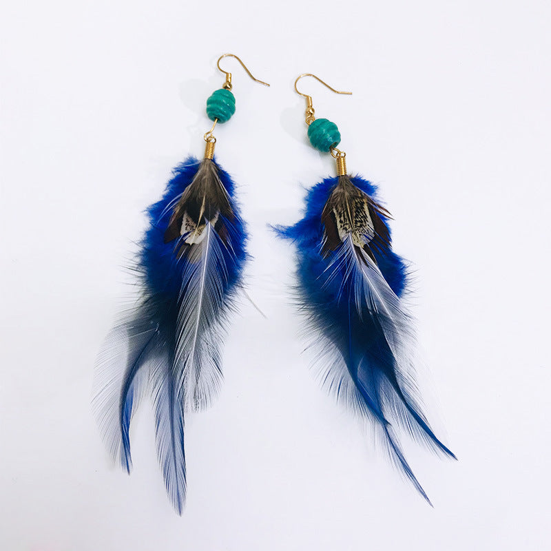 Antique Bohemian Peacock Feather Earrings Bijou Her