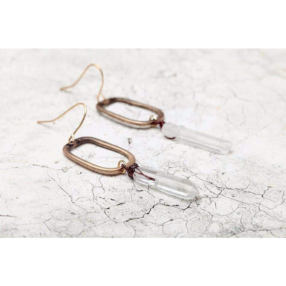 Antique Gold Quartz Drop Earrings - High-Quality Zinc Alloy Bijou Her