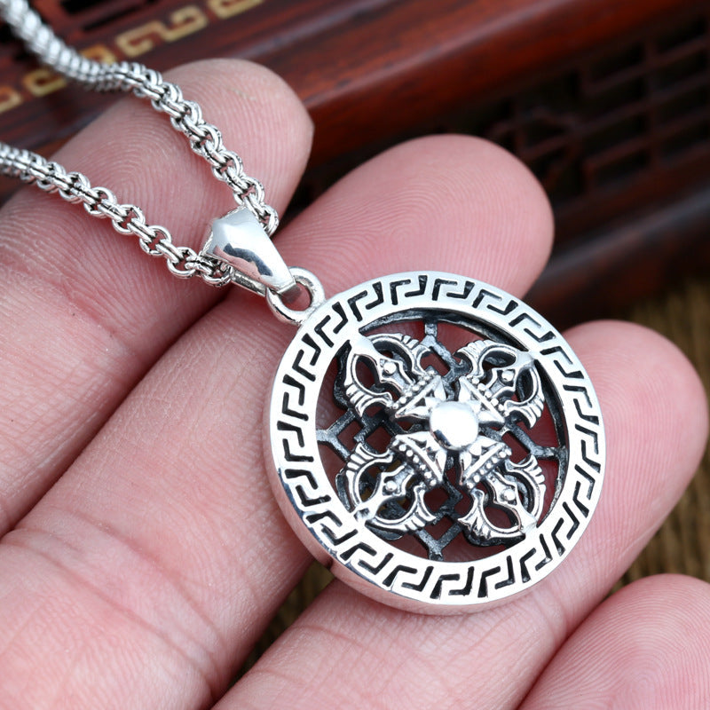 Antique Thai Silver Tibetan Magic Pendant Bijou Her