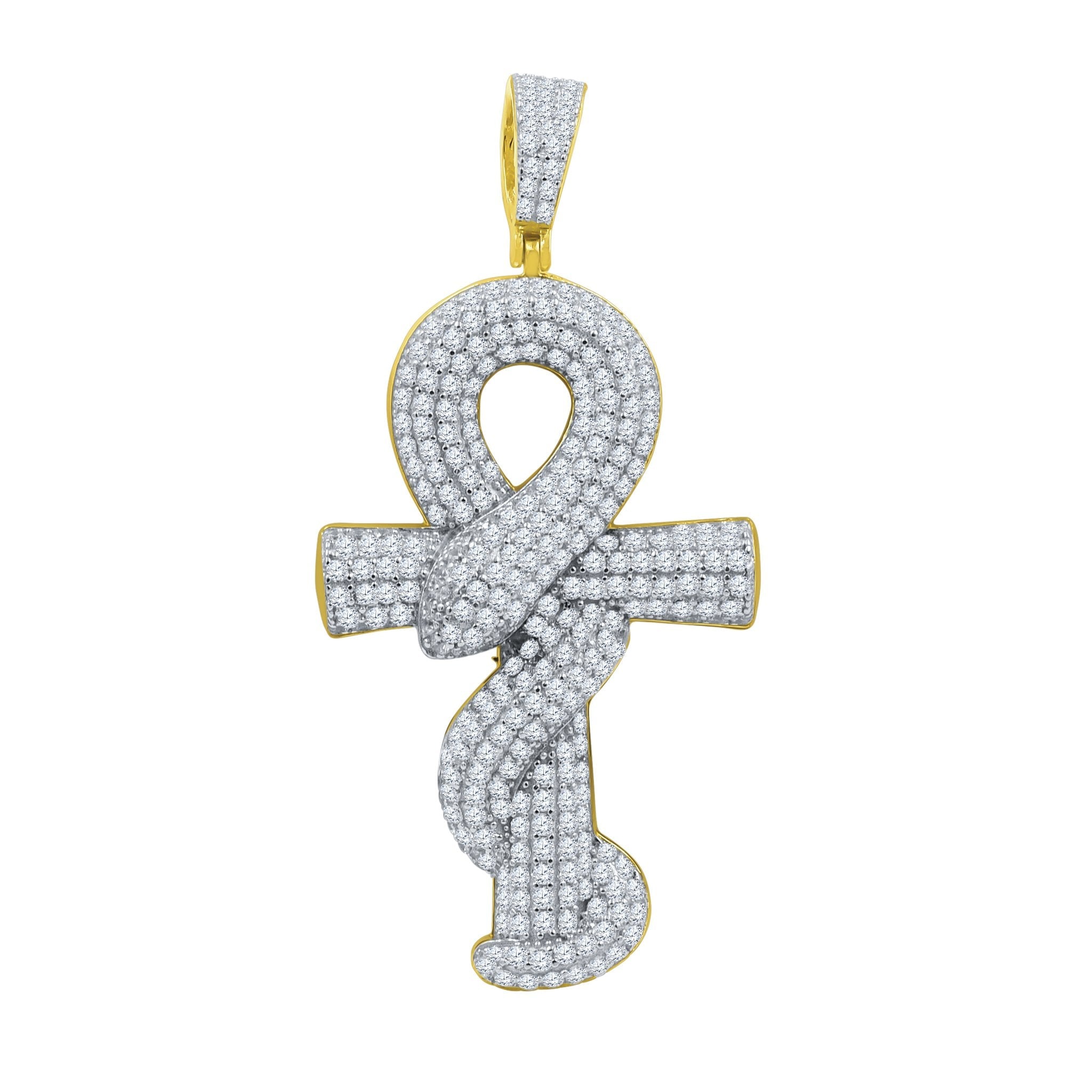 Apostolic Double Cross Pendant with CZ Stones - 925 Sterling Silver, 68mm Length, 13g Weight Bijou Her