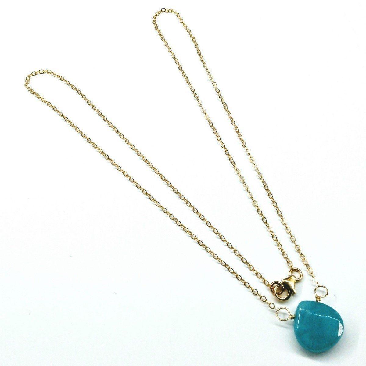 Aqua Jade Gold-Filled Gemstone Drop Necklace - Handmade in Montana Bijou Her