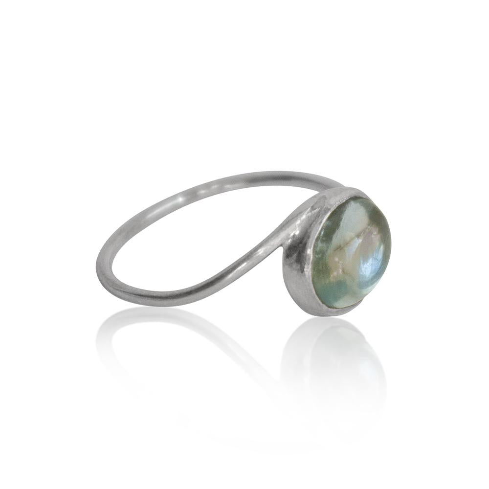 Aquamarine Oval Cabochon Sterling Silver Birthstone Ring Bijou Her