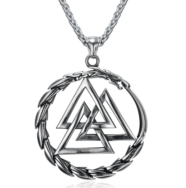 Asgard Crafted Circular Horn Rune Pendant Chain Bijou Her